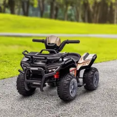 Aosom Kids Ride-on ATV Four Wheeler Car with Real Working Headlights, 6V Battery Powered Motorcycle for 18-36 Months, Black