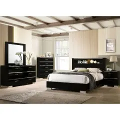 6pc Shorehaven Bedroom Set with 2 Nightstands Black/Chrome - miBasics