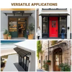 Yescom 39"X29" Window Awning Door Canopy Polycarbonate Anti-UV30+ Cover Outdoor Rain Snow Protection Patio Brown Board