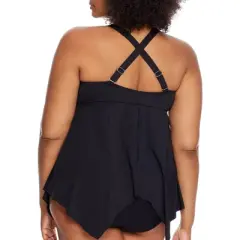 Birdsong Women's Plus Size Eco Onyx Sharkbite Underwire Tankini Top - S30157P-EOND