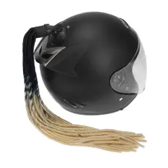 Unique Bargains Bike Motorcycle Suction Cup Helmet Decor Ponytail Black Yellow 21.65" 1 Pc