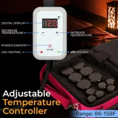 Portable Hot Stone Massage System with Digital Temp Controller for Relaxation, 12 Stones + Adjustable Settings
