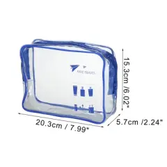 Unique Bargains Women's Transparent Waterproof Business Travel Cosmetic Bag Blue 1 Pc