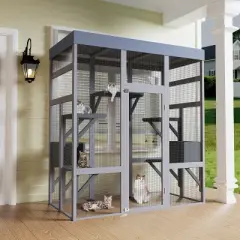 Gulches 63in H x 63in W x 31in D SkyCatio Cat Enclosure Gray 1 Pack Multi Cat Livestock Supplies Product type