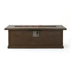 56 Inch Rectangular Outdoor Fire Pit with 50,000 BTU and Contemporary Concrete Design