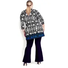 Women's Plus Size Primrose Border Tunic - black | AVENUE