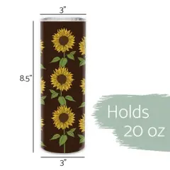 Elanze Designs Bright and Cheery Sunflower Pattern 20 ounce Stainless Steel Travel Tumbler with Lid For Your On The Go Beverages