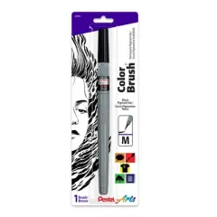 Pentel Arts Color Brush with Pigment Ink, Medium Tip, Black, Pack of 3