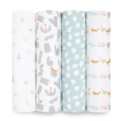 aden + anais Essentials Swaddle Baby Blanket Set - Alphabet Animals - 4pk