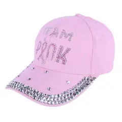 CTM Women's Team Pink Breast Cancer Awareness Bling Cap