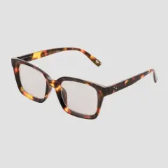 Women's Shiny Plastic Rectangle Blue Light Filtering Reading Glasses - Universal Thread&trade; Brown/Tortoise Print Diopter