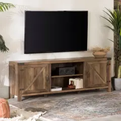 Modern Industrial Barn Door TV Stand for TVs up to 80" - Saracina Home