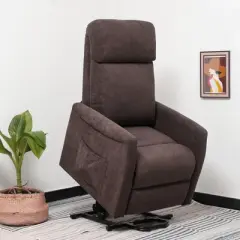 Costway Power Lift Recliner Chair for Elderly Living Room Chair w/ Remote Control Grey\Brown