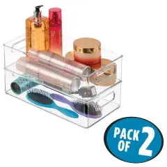 iDESIGN Plastic Refrigerator and Freezer Storage Bin: Clear Kitchen Cabinet & Fridge Organizers, Set of 2, 14.5"x8"x4"