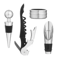 Godinger Silver 9pc Monterey Wine Decanter Set: Crystal Beverage Serving Set, Includes Decanter & 4 Glasses, Hand Wash