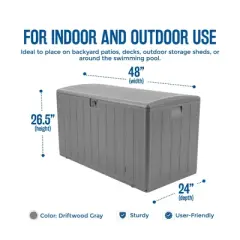 Plastic Development Group Weatherproof Resin Outdoor Patio Storage Deck Box with Secure Lid Retainer Straps