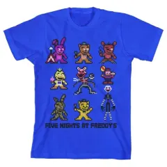 Five Nights at Freddy's Pixel Characters Boy's Royal Blue T-shirt