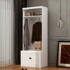 FUFU&GAGA White Entryway Hall Trees Storage Closet Clothing Organizer