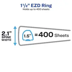 Avery Durable View 3 Ring Binder, 1.5"  EZD Rings, 1 White Binder (09401)