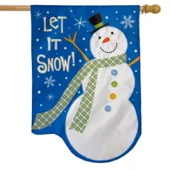 Let It Snow Snowman Applique Winter House Flag 28" x 40" Briarwood Lane