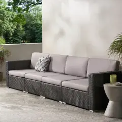 Christopher Knight Home Santa Rosa Outdoor Aluminum and Wicker 4 Seater Sectional Sofa Set with Cushions