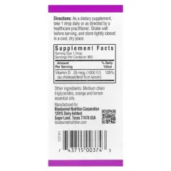 Bluebonnet Nutrition Liquid Vitamin D3 Drops, Citrus, 25 mcg (1,000 IU), 1 fl oz (30 ml)