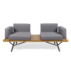 Modern Canago Outdoor Industrial Loveseat with Coffee Sofa-Christopher Knight Home
