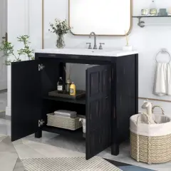 36" Bathroom Vanity With Sink, Espresso - ModernLuxe