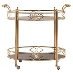Annie Vintage Metal and Glass Bar Cart Rose Gold - Inspire Q