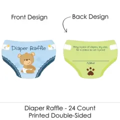 Big Dot of Happiness Baby Boy Teddy Bear - Diaper Shaped Raffle Ticket Inserts - Baby Shower Activities - Diaper Raffle Game - Set of 24