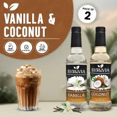 Syruvia Coffee Flavors Variety Pack: Vanilla & Coconut 25.4 fl oz Syrup