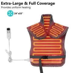 Large Heating Pad for Back, Neck & Shoulders, 33"x24" Electric Heat Pad, 6 Heat Settings, Fast Heating, Auto Shut Off, Full Body, Grey