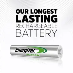 Energizer 4pk Rechargeable Power Plus AAA Batteries: 800mAh Capacity, 1.2V Output