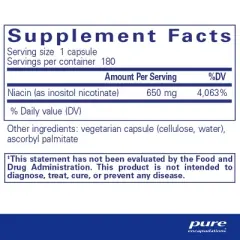 Pure Encapsulations Niacitol 650 mg - Hypoallergenic No-Flush Niacin to Support Digestion, Hormone Synthesis, and Tissue Formation - 180 Capsules