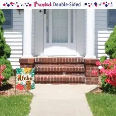 Big Dot of Happiness Tropical Luau - Outdoor Home Decorations - Double-Sided Hawaiian Beach Party Garden Flag - 12 x 15.25 inches