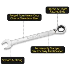 Reversible Ratcheting Wrench Set with Roll Pouch - Combination Metric Sizes for Professional Mechanics