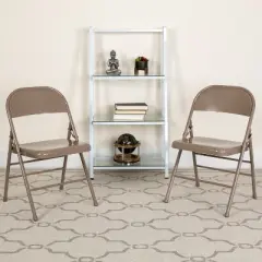 Emma and Oliver 2 Pack Home & Office Portable Party Events Steel Metal Folding Chair