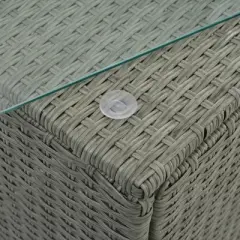 Syemin 5PCS Patio Seating Rattan Furniture Set Sectional Sofa Cushioned Garden, Tempered Glass Table, Blue, 67.5"*24.2"*29.7"