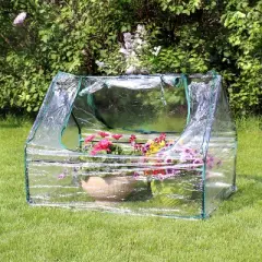 Sunnydaze Mini Greenhouse with 2 Zippered Side Doors - Clear