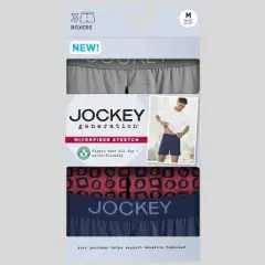 Jockey Generation&trade; Men's Microfiber Boxers 3pk - Gray/Navy Blue/Red