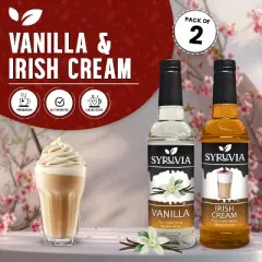 Syruvia Coffee Flavors Variety Pack: Vanilla & Irish Cream 25.4 fl oz Syrup