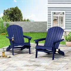 Christopher Knight Home Kandyce Outdoor Acacia Wood Folding Adirondack Chair with Cup Holder (Set of 2)