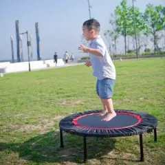 DSVIMOY Trampoline for Kid, 40 Inch Mini Exercise Trampoline for Adults or Kids, Indoor Fitness Rebounder Trampoline , Black, 39.37*39.37*9.84