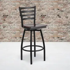 Flash Furniture Black Ladder Back Swivel Metal Barstool