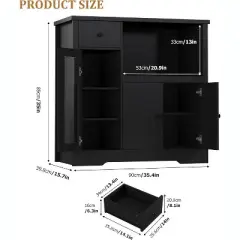 Kitchen Microwave Cabinets with Storage, Buffet Cabinet Sideboard with 3 Doors,1 Drawer and Adjustable Shelves, Pantry Storage Cabinet for Kitchen