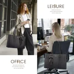Laptop Tote Bag for Women 15 Inch Waterproof PU Leather Computer Bags for Business Office Work Briefcase