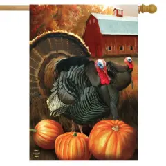 Autumn Turkeys House Flag Fall Nature Tom 28" x 40" Briarwood Lane
