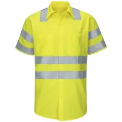 Red Kap&reg; Men's Hi-Visibility Short Sleeve Ripstop Work Shirt - Type R, Class 3
