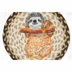 Earth Rugs Sloth Printed Round Jute Trivet &ndash; 10" Relaxed Jungle Animal Design with Heat-Resistant Eco-Friendly Braided Construction