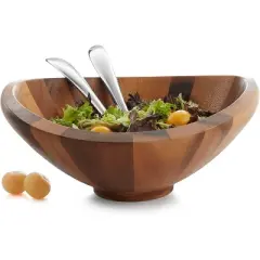 Nambe Butterfly Salad Bowl with Servers - Brown